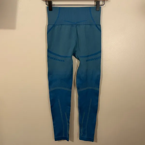 Gymshark Geo Seamless 7/8 Leggings Teal Blue - Image 2