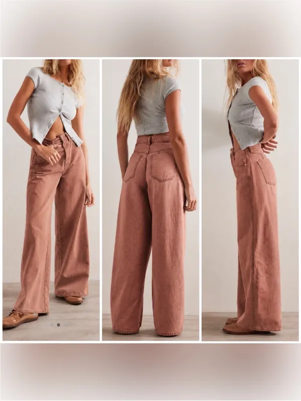 NWOT Free People We The Free CRVY Gia Wide-Leg Jeans - sand dune mauve - 27 - Image 2