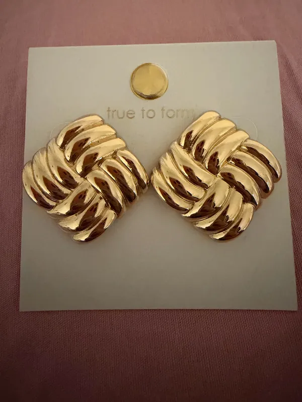 Anthropologie Puffy Ridged Statement Stud Earrings - Image 4