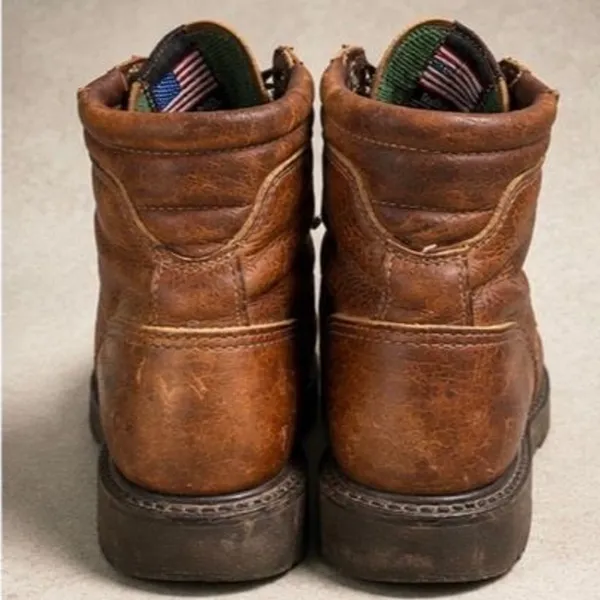 Justin Boots - Original Lace-Up Round Toe Work Boots - Size 7 - Image 4
