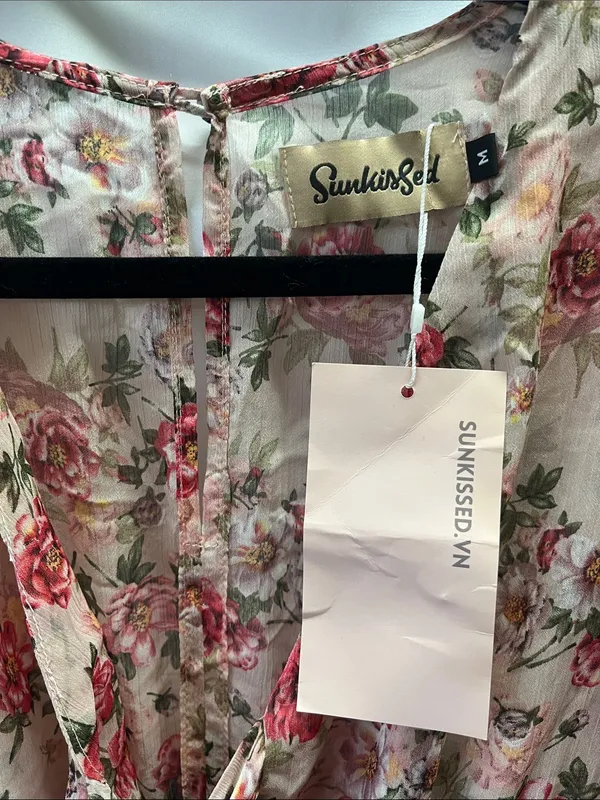 Sundress Floral Tie-Front Dress in Pink Rose - Image 4