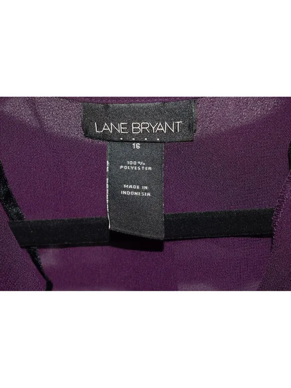 Lane Bryant Purple Sheer Chiffon Ruffle Wrap Dress Size 16 3/4 Sleeve - Image 3