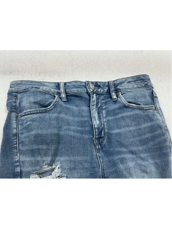 Womans Excellent American Eagle Jegging Distressed Stretch Blue Jeans Size 10 - Image 3