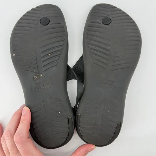 Crocs Sexi Flip Sandal Slip On Black Women 7 Slingback Thong Casual Barefoot - Image 7