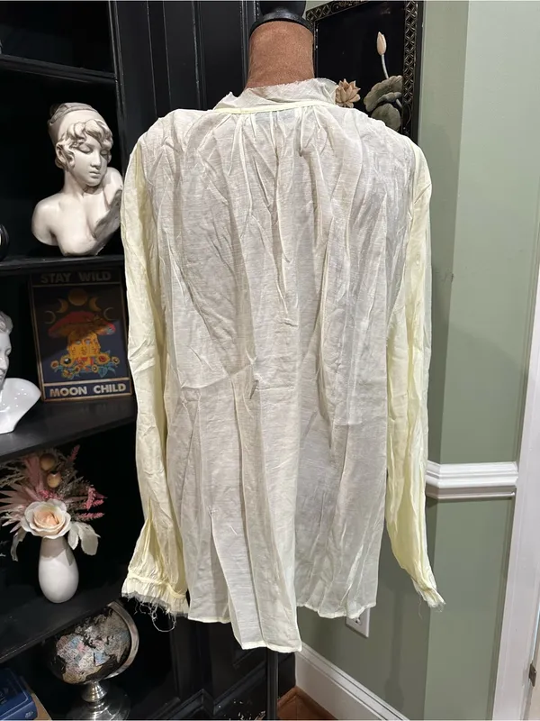 Seraphina Light‑Yellow Boho Blouse with Seashell Buttons Size Large Yellow - Image 7