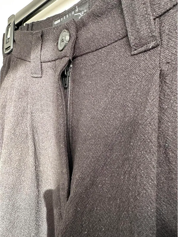 ASOS Linen Blend Wide Leg Dad Pants Black Wash Size 0 - Image 3