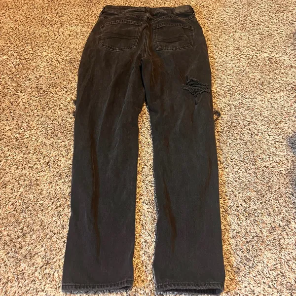 American Eagle Womens Black Distressed Mom Jean Comfort Stretch Waistband Size 4 - Image 8