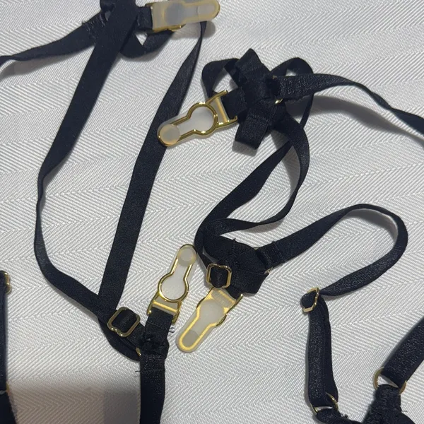 Victoria's Secret Black Lace Strappy Bralette with Gold Hardware - Image 4