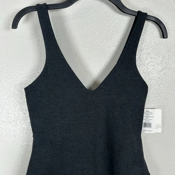 NEW Beyond Yoga Spacedye Inspire Midi Dress Womens Sz XS Charcoal Gray Shelf Bra - Image 2