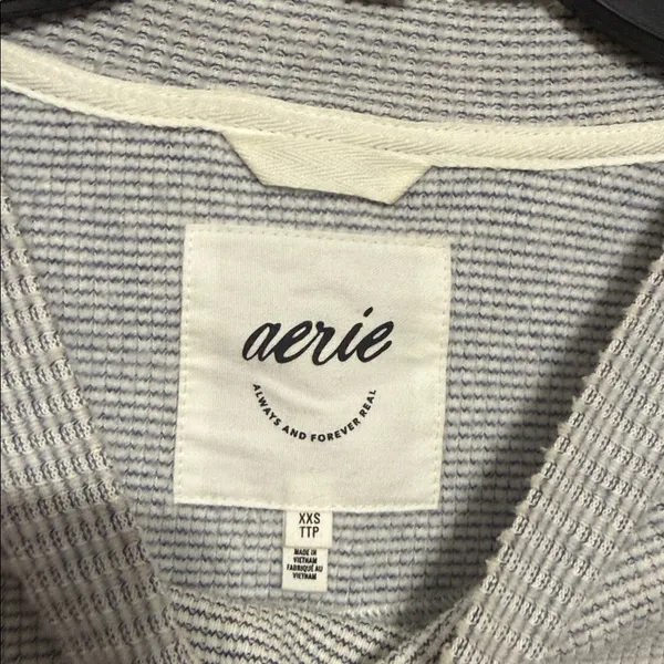 Aerie Gray White Waffeknit Oversized Crewneck Pullover Sweatshirt - Image 8