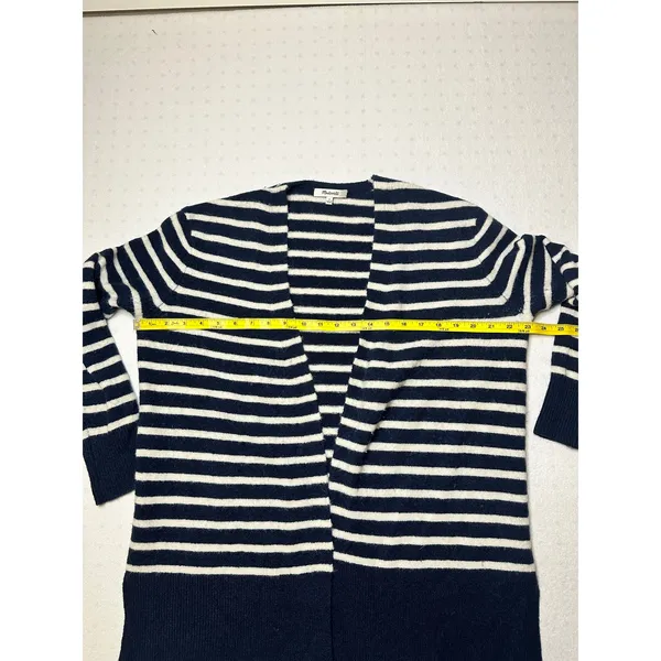 Madewell Navy White Striped Open Front Cardigan Sweater Merino Wool Alpaca S - Image 4