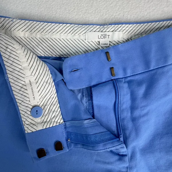 Loft Riviera Shorts Womens 6 Periwinkle Blue Cotton Stretch Chino Mid Rise 4in - Image 2