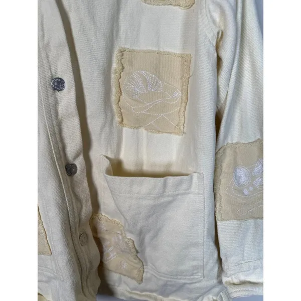 Zara Bloggers‎ Favorite Overshirt Jacket Embroidered Patches Womens Size Small - Image 3