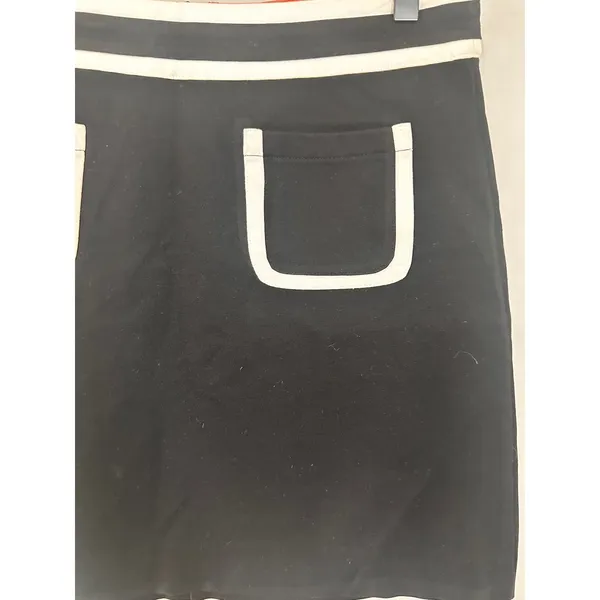 Banana Republic Black White Contrast‎ Trim A-Line Mini Skirt Pockets Mod 6 - Image 2