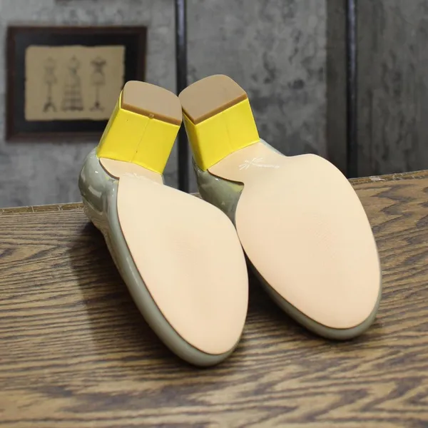 NWT Isaac Mizrahi Live! Womens Colorblock Block Heels Gray / Yellow 6.5M - Image 5
