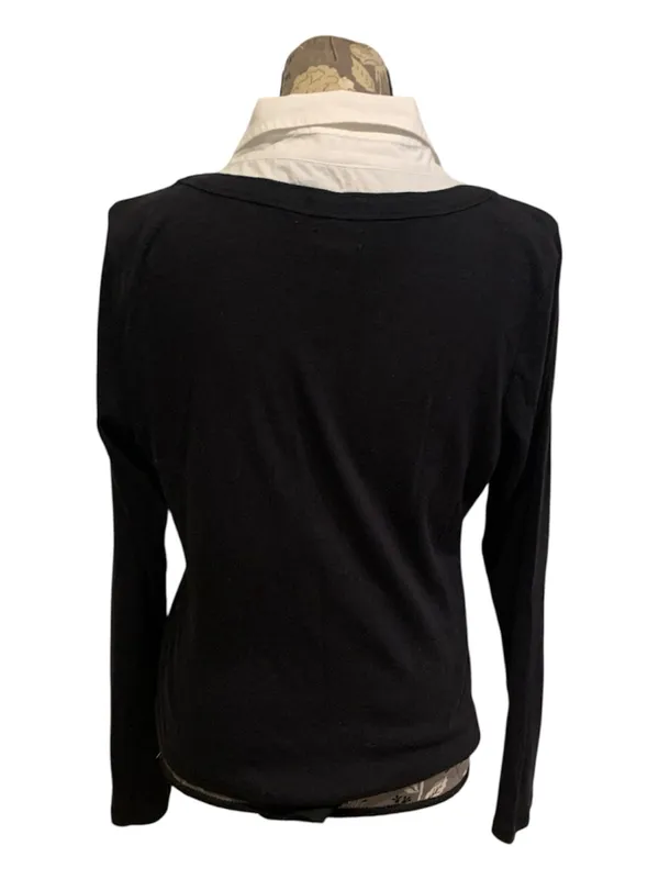 Pilcro Black V-Neck Bodysuit with White Faux-Collar XL NWOT - Image 7