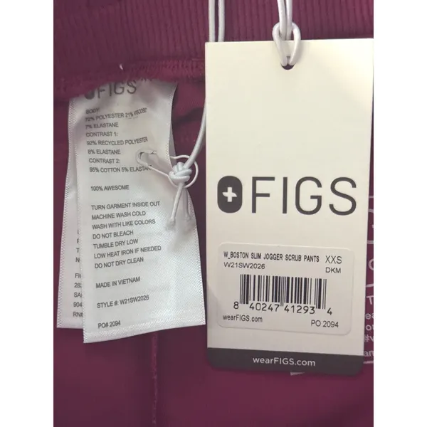 FIGS W Boston Slim Jogger Scrub Pants XS‎ Raspberry Tech Fabric Bundle of 2 NWT - Image 11