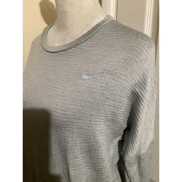 Nike Running Dri-FIT Long Sleeve Shirt Gray Thumbhole Performance Top Womens M - Image 3