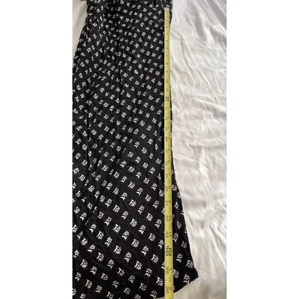AUW As U Wish Babydoll Smocked Floral Black White Midi Dress Size XL Jumpsuit - Image 7