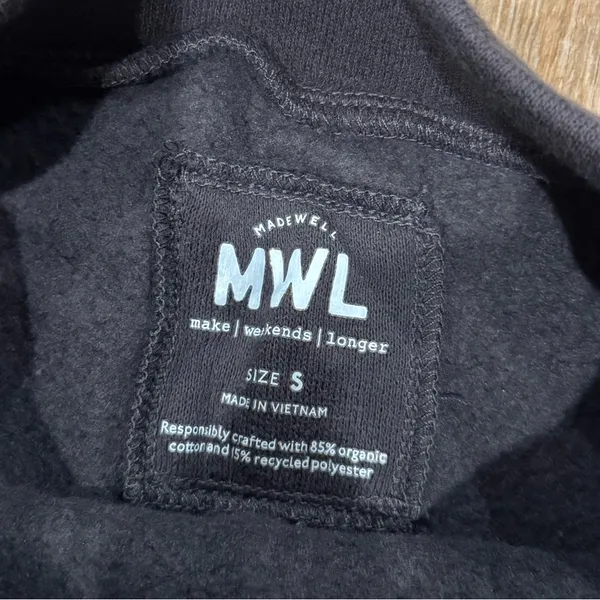 MADEWELL Dark Gray Mockneck Cropped Sweatshirt W/ Button Details - Image 2