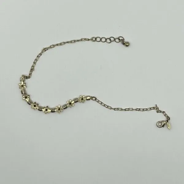 AVON Vintage SP Pink Daisy Open Back Rhinestones Gold Tone Bracelet 10.5 Inch - Image 2