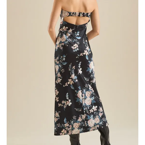Altar’d State Black Floral Strapless Maxi Dress Size XXS NWT - Image 4