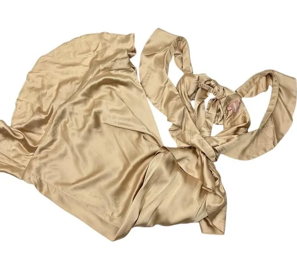 Show Me Your Mumu Cut-out Ruffled Zoey Midi Dress in Champagne Luxe Satin XS - Image 7
