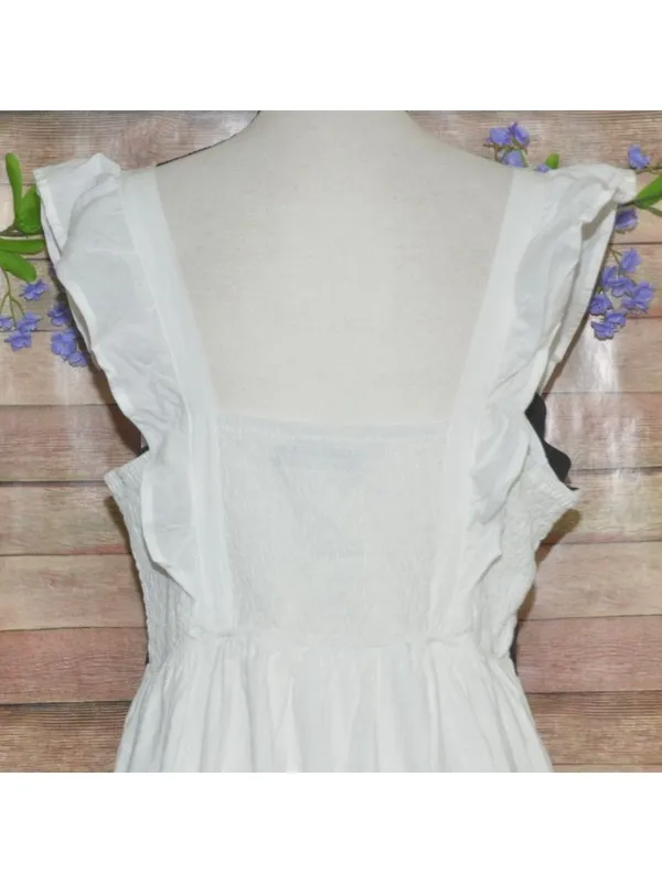 ZESICA Dress White Black Rickrack Trim Ruffle Sleeve Square Neck Sleeveless XL - Image 8