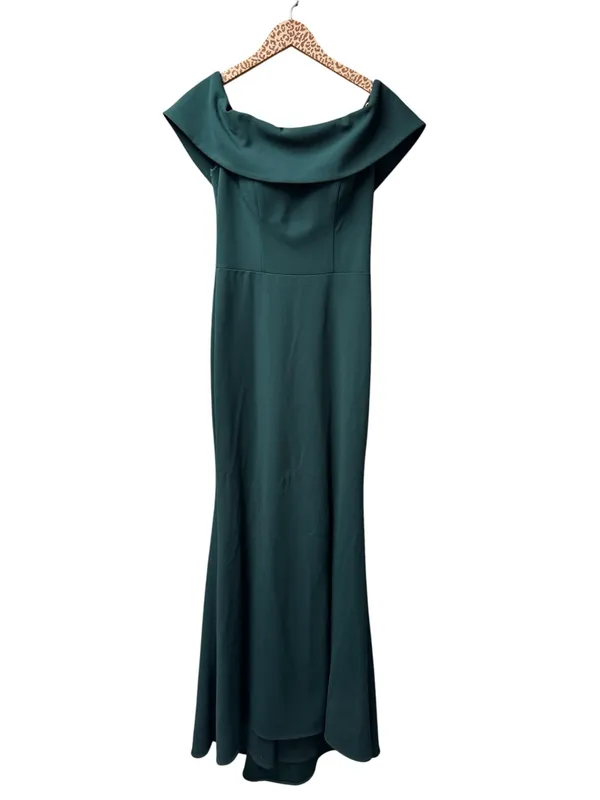 BHLDN Delice Off-the-Shoulder Crepe Long Maxi Dress Formal Gown Dark Green US 6 - Image 4