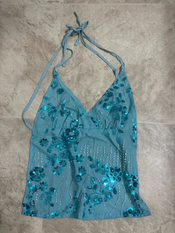 Blue Beaded tank top - Image 2