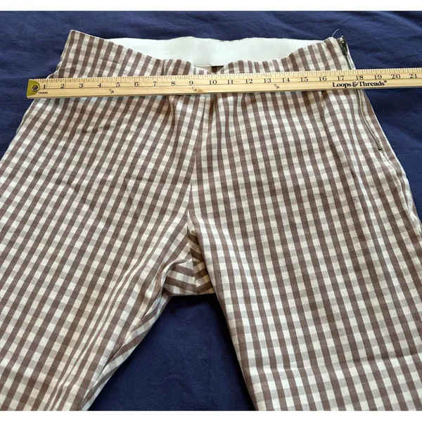 A New Day Womens Brown Gingham Check Side Zip Ankle Pants Size 16 - Image 5