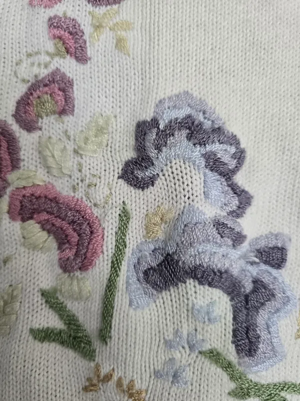 White Floral Embroidered Button - Image 5