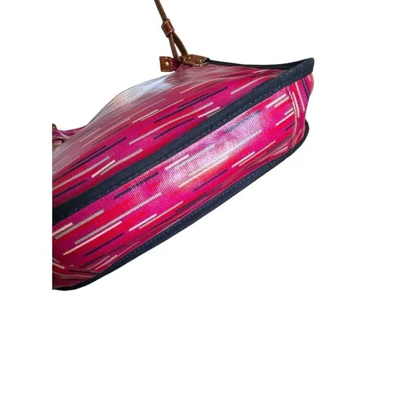 Fossil Keyper Crossbody Bag Fuchsia and Berry Striped Pattern Canvas - Image 5