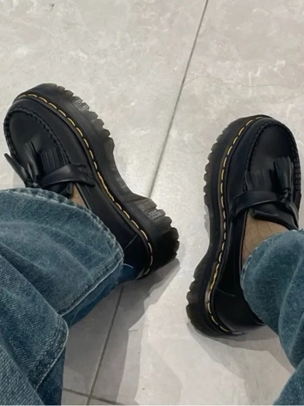 NWT Dr. Martens Adrian Quad Platform Loafers Size 9 Black Leather - Image 2