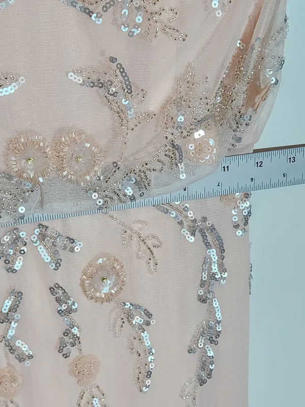 Altar'd State Pink Sequin Beaded Long Cocktail Dress Size Small - Image 8