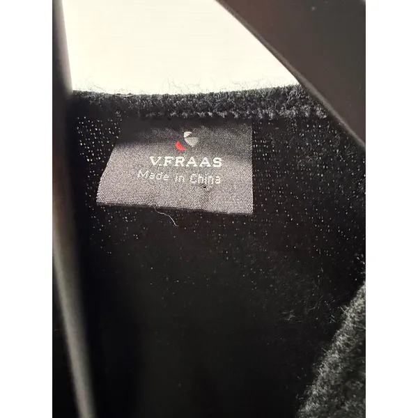 V. Fraas Black Acrylic Fringe Wrap Shawl Open Front Cape One Size - Image 2