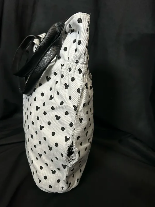 Walt Disney World Disneyland Resort Mickey Mouse Polka Dot White Black Tote Bag - Image 5