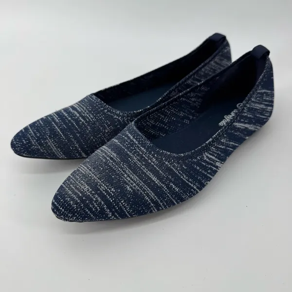 Breifola Knit Pointed Toe Flats Navy White Stretch Ballet Shoes Women's 7 - Image 4