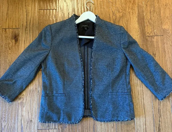 Ann Taylor grey boucle open blazer jacket 10 petite - Image 6