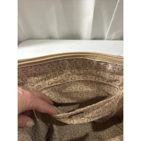 Guess Handbag Purse‎ Satchel Beige Tan 1981 Rope Handle Design Classic - Image 9