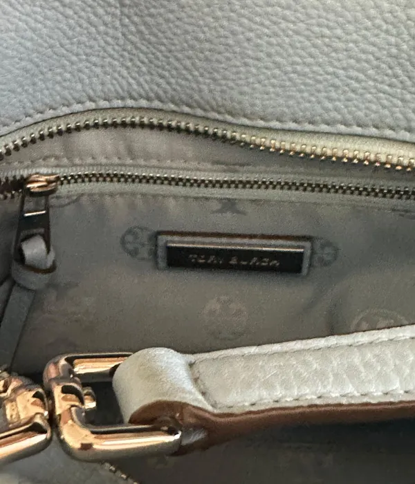 Tory Burch Pebbled Leather Shoulder Bag Rivera Blue - Image 7