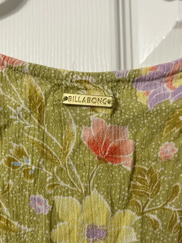 Billabong Spring Daze Babydoll Romper Size Small Floral Green - Image 6
