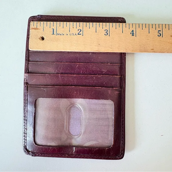 HOBO Burgundy Red Leather Thin Wallet Coins Purse ID Card Holder 5”x3.5” - Image 7