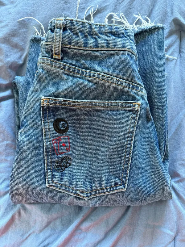 Zara Custom Embroidered Distressed Jeans - Image 2