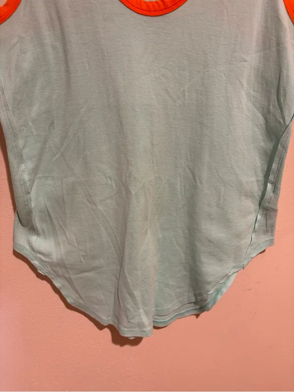We The Free People Reggi Tank Top Light Blue Orange Trim Size XS - Image 6