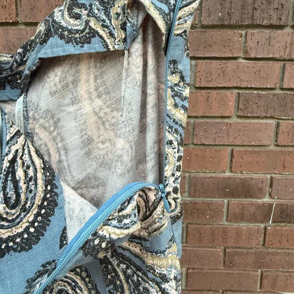 Free People Paradise Paisley Printed Linen Blend Pants Blue Combo Size Medium - Image 7