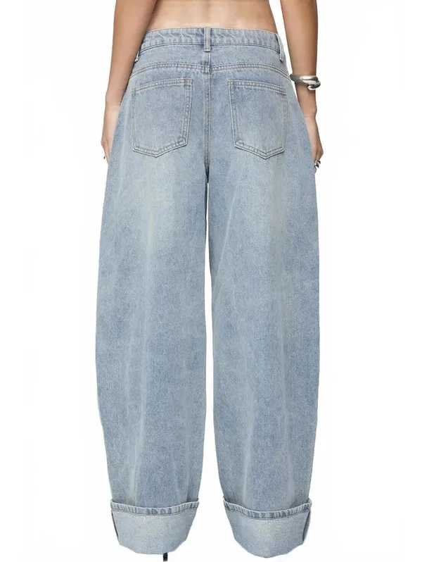 Edikted Kella Low Rise Baggy Jeans NWT Blue Vintage Washed Size Small - Image 2