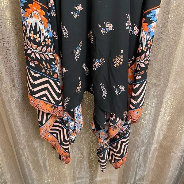 Express Black Orange Paisley Floral Handkerchief Dress, Large‎ - Image 4