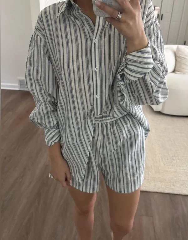 Commence Navy and White Striped Shirt - Image 7