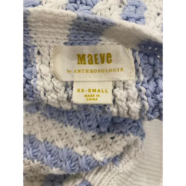 Anthropologie Maeve Knit Open Back Top Blue and White Stripe Sz XXS - Image 7